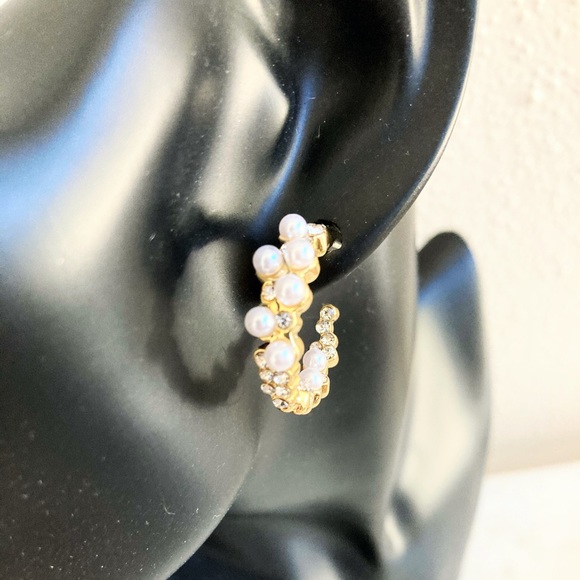 NEW! As Above So Below Pearl/Rhinestone Hoops ✨ - Picture 4 of 6